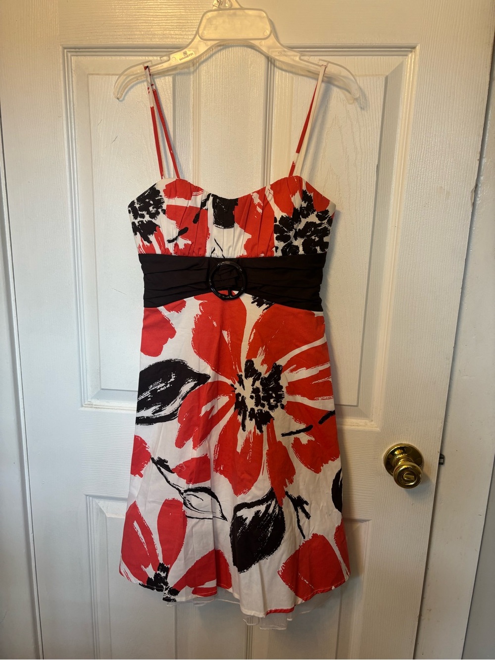 City Triangles coral, Black & White Floral Mini Dress